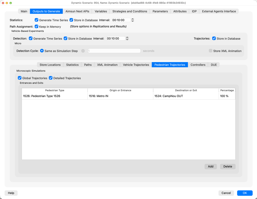 Dynamic Scenario Individual Vehicles Tab 