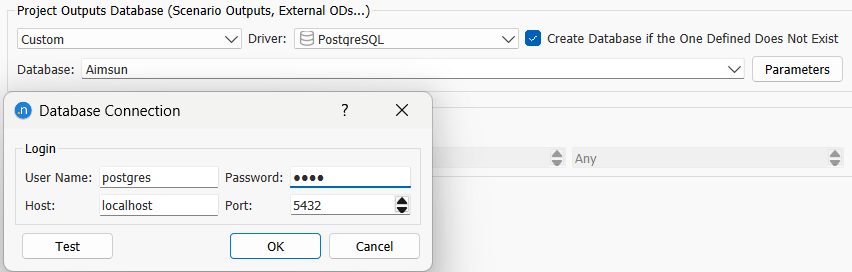 Database Parameters editor