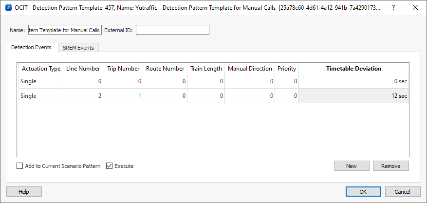 OCIT detection pattern dialog