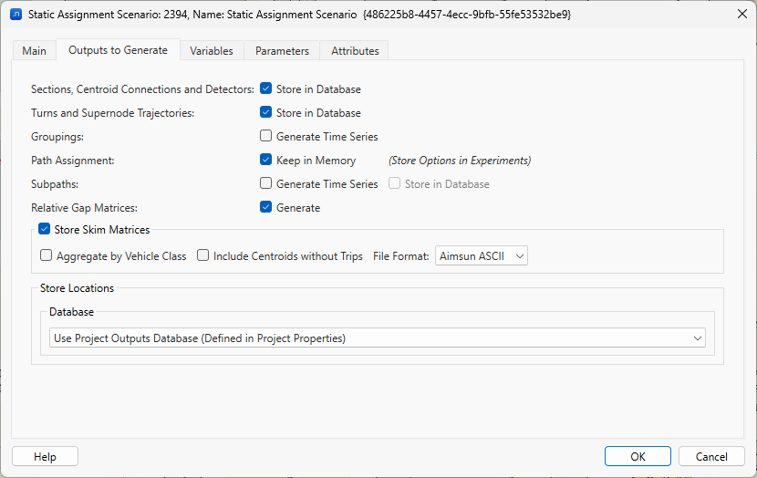 Static Assignment Scenario Editor: Main Tab