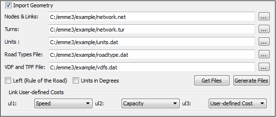 Emme Geometry Import Dialog Emme Geometry Import Dialog