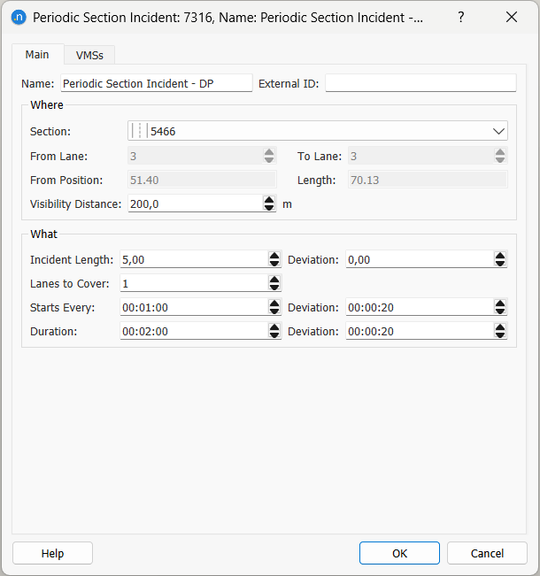 Periodic Section Incident Action Editor