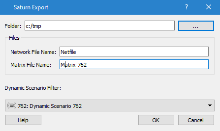 SATURN Export Dialog SATURN Export Dialog