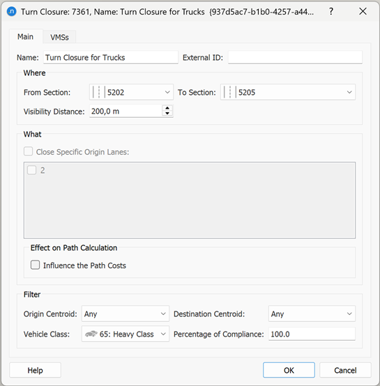 Turn Closure Action Editor