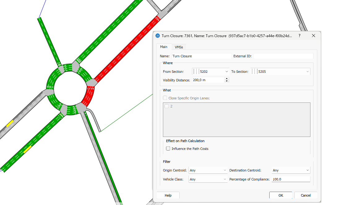 Turn Closure with visibility distance