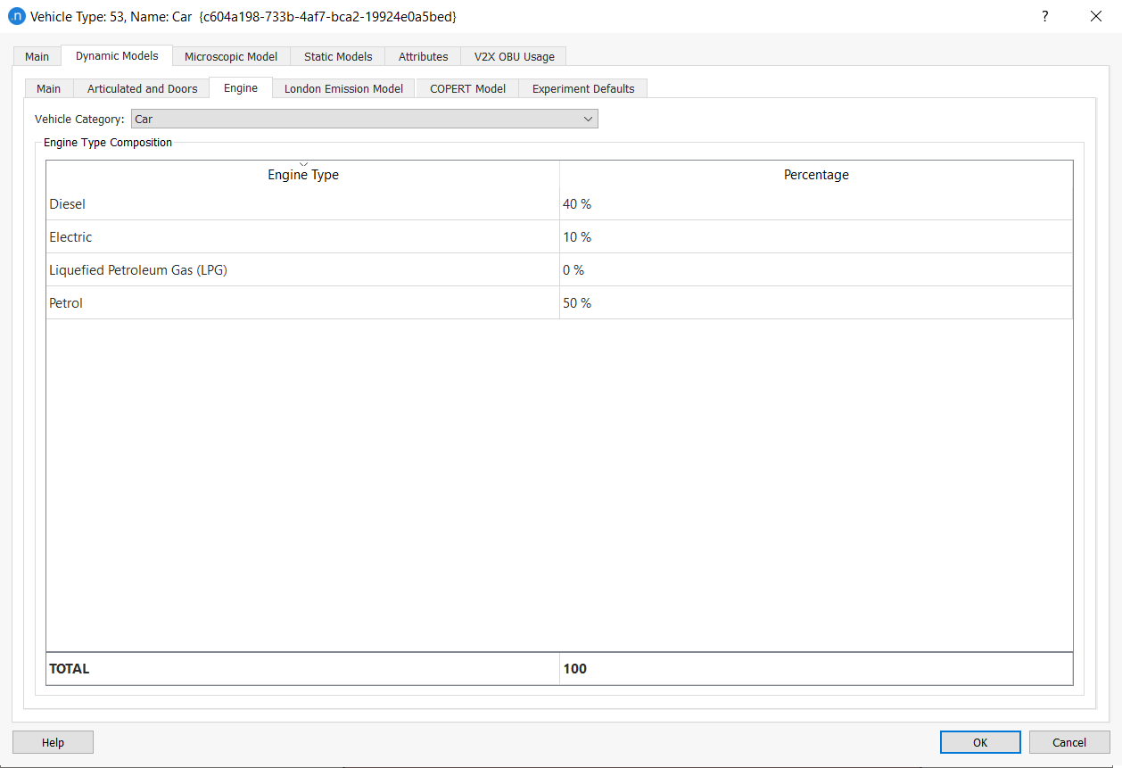 Vehicle Type editor - Dynamic Models Tab- Main tab