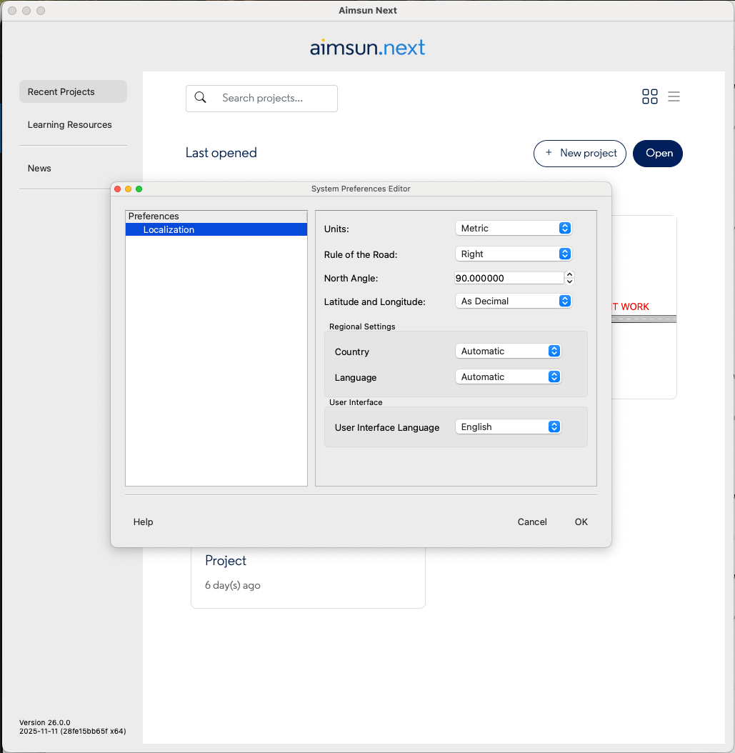 Welcome window - System preference